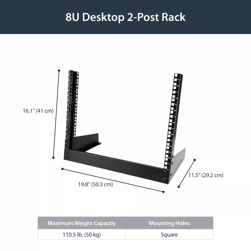 Rack de servidor de sobremesa de 2 postes StarTech.com 8U, rack de ordenador 19