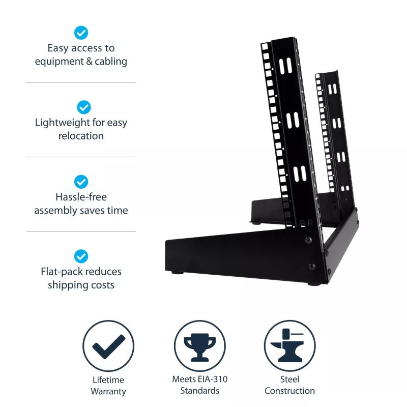 Rack de servidor de sobremesa de 2 postes StarTech.com 8U, rack de ordenador 19