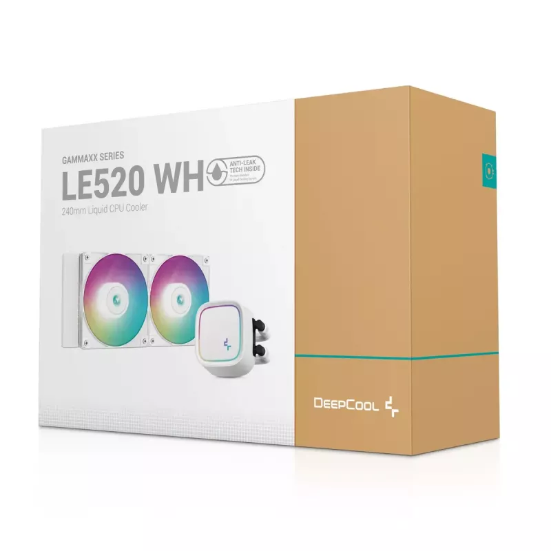DeepCool LE520 WH R-LE520-WHAMMN-G-1 refrigeración líquida todo en uno para CPU, 240 mm, ventilador de 12 cm, 85,85 CFM, LGA1700/1200/1151/1150/1155, AM4/AM5, blanco
