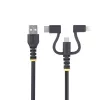 Cable de carga múltiple USB resistente StarTech.com de 1m, USB a Lightning/Micro-USB/Type-C, certificado Apple MFi, funda de aramida, cable de carga USB universal 3 en 1 para iPhone/iPad/Android
