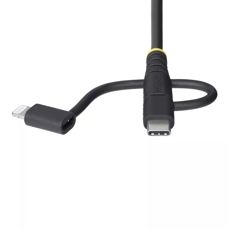 Cable de carga múltiple USB resistente StarTech.com de 1m, USB a Lightning/Micro-USB/Type-C, certificado Apple MFi, funda de aramida, cable de carga USB universal 3 en 1 para iPhone/iPad/Android