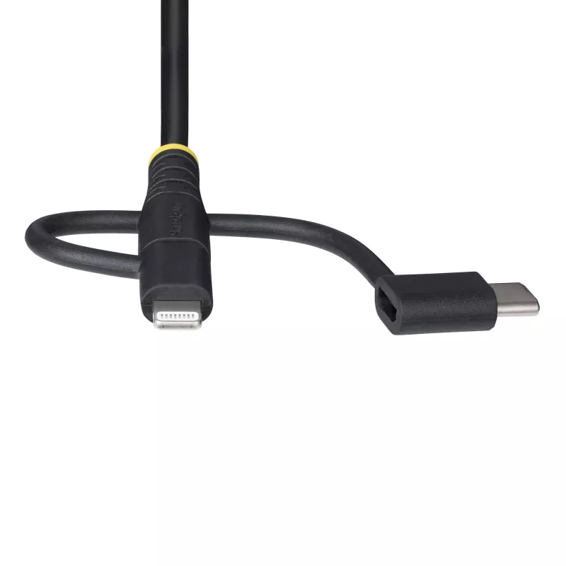 Cable de carga múltiple USB resistente StarTech.com de 1m, USB a Lightning/Micro-USB/Type-C, certificado Apple MFi, funda de aramida, cable de carga USB universal 3 en 1 para iPhone/iPad/Android