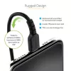 Cable USB a Lightning de 1 m (3 ft) StarTech.com, certificado MFi, cable de carga en espiral para iPhone, negro, funda de TPE resistente con fibra de aramida, cable en espiral Lightning resistente