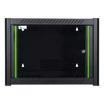 Rack de pared LOGON RWM07U45BL 7U negro con cerradura de llave y gestión de cables