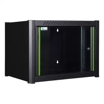 Rack de pared LOGON RWM07U45BL 7U negro con cerradura de llave y gestión de cables