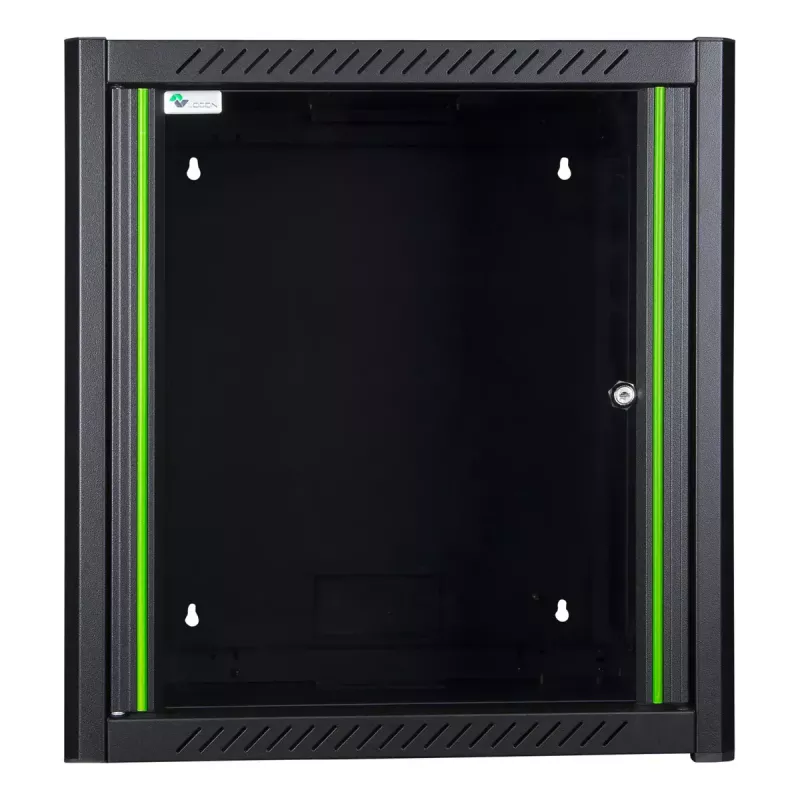 Rack de pared LOGON RWM12U45BL 12U negro con cerradura de llave y gestión de cables