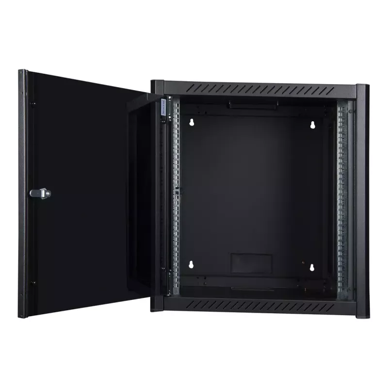 Rack de pared LOGON RWM12U45BL 12U negro con cerradura de llave y gestión de cables