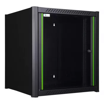 Rack de pared LOGON RWM12U45BL 12U negro con cerradura de llave y gestión de cables