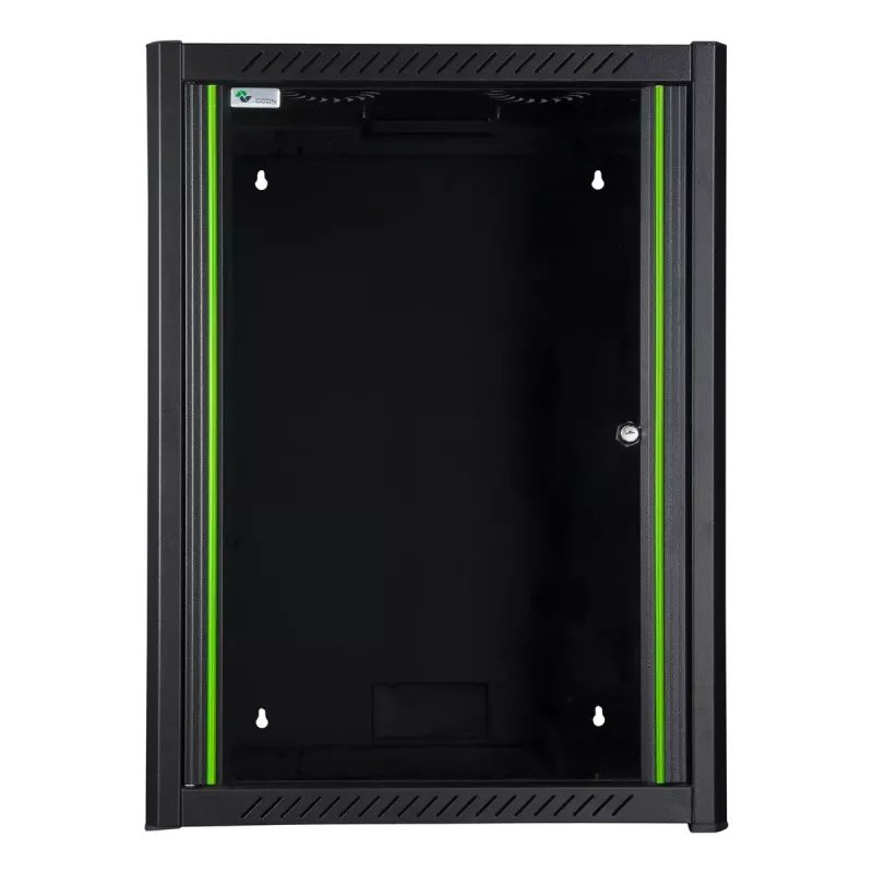Rack de montaje en pared LOGON RWM16U45BL 16U negro cerradura con llave gestión de cables
