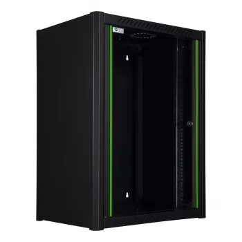 Rack de montaje en pared LOGON RWM16U45BL 16U negro cerradura con llave gestión de cables