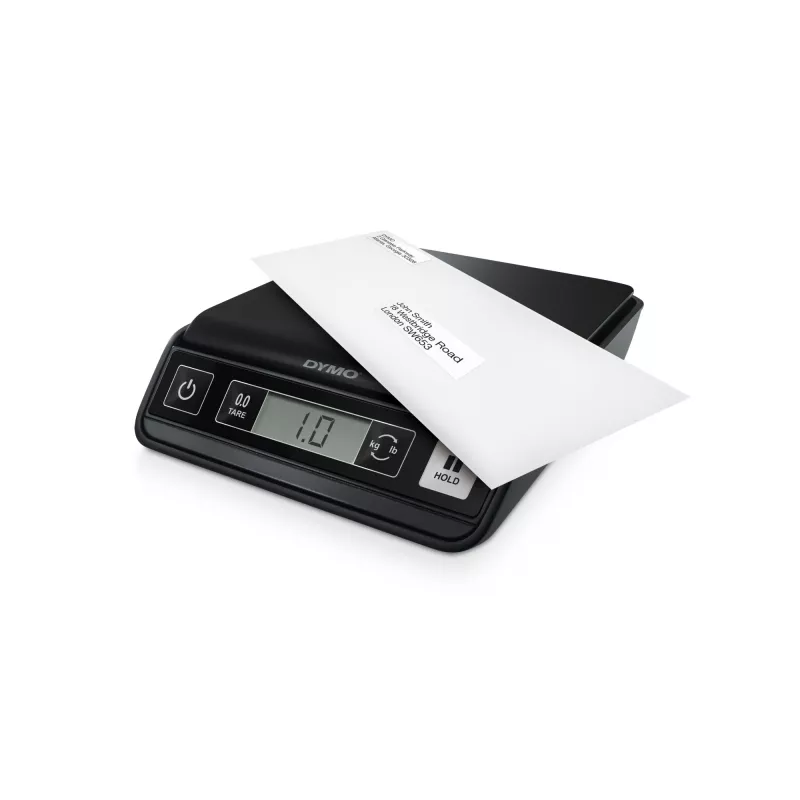 DYMO M2 báscula postal digital, 2 kg, LCD, 3x AAA, 18,5 x 16,1 x 4,4 cm, negra