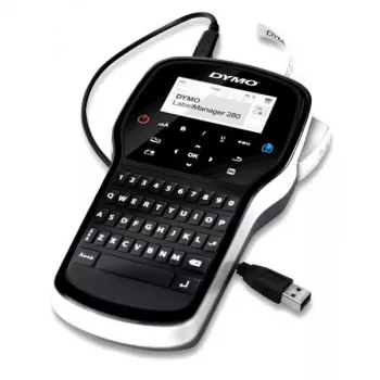 Impresora de etiquetas Dymo LabelManager 280 — transferencia térmica, cinta D1 6/9/12 mm, recargable, LCD, QWERTY