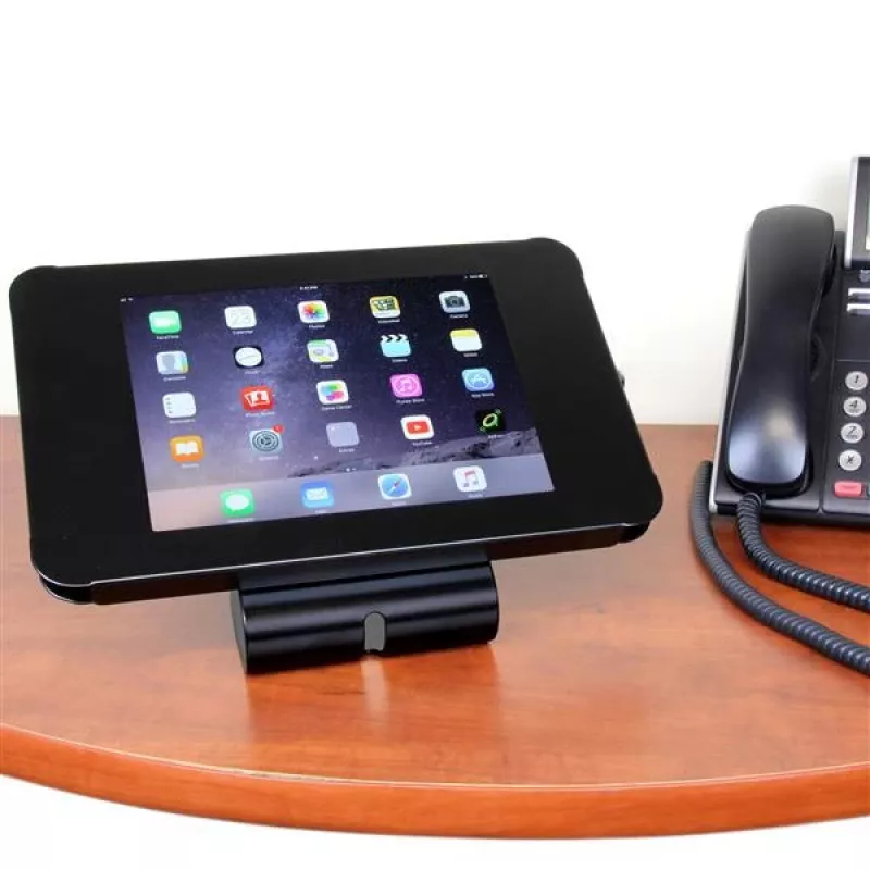 StarTech.com SECTBLTPOS soporte para tablet con cerradura para iPad de 9,7 pulgadas, montable en escritorio o pared, acero, interfaz de montaje 100 x 100 mm, negro
