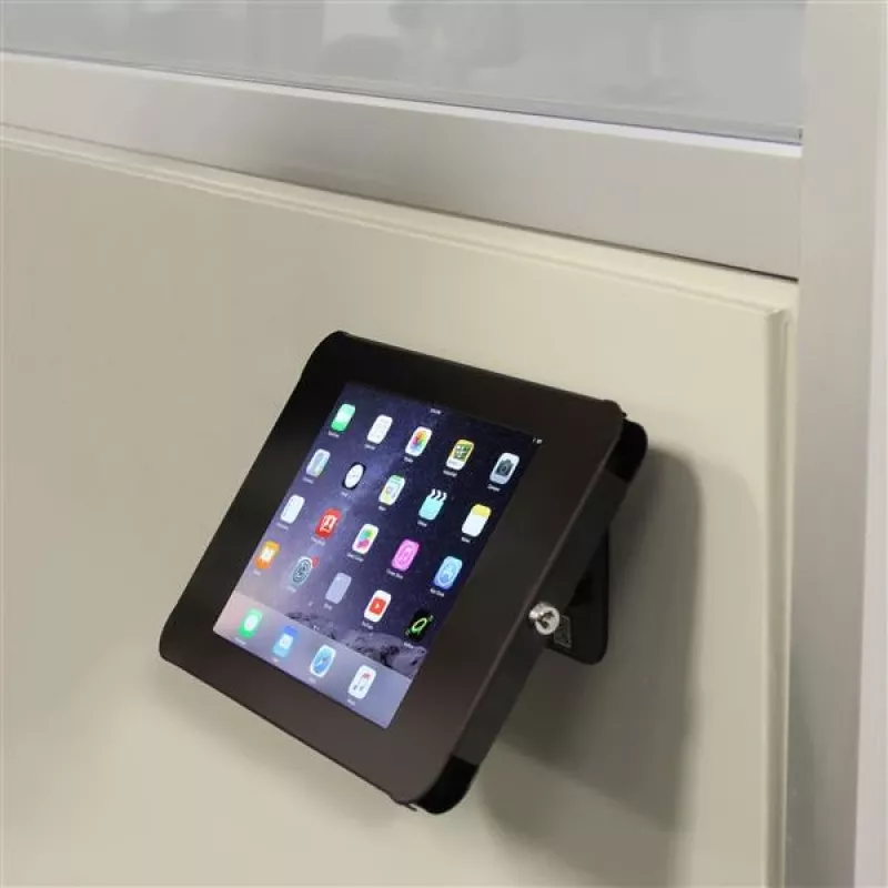 StarTech.com SECTBLTPOS soporte para tablet con cerradura para iPad de 9,7 pulgadas, montable en escritorio o pared, acero, interfaz de montaje 100 x 100 mm, negro