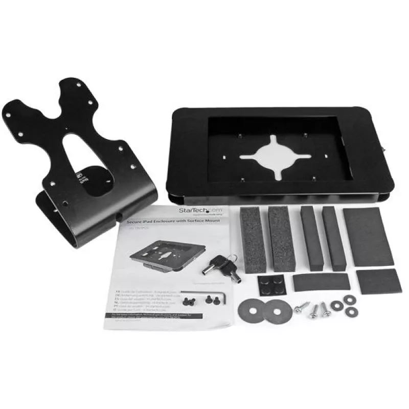 StarTech.com SECTBLTPOS soporte para tablet con cerradura para iPad de 9,7 pulgadas, montable en escritorio o pared, acero, interfaz de montaje 100 x 100 mm, negro