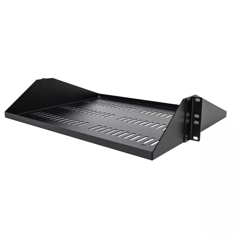 StarTech.com Estante para rack de servidor 2U, bandeja extraíble ventilada universal de montaje central para armario de red de 19 inch, acero resistente, capacidad de carga 91 kg, profundidad 356 mm, negro