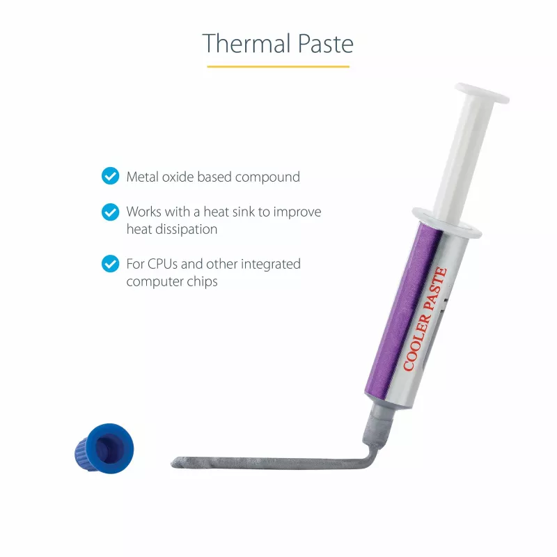 StarTech.com Pasta térmica, compuesto de óxido metálico, jeringa resellable (1,5 g), pasta térmica para disipador de CPU
