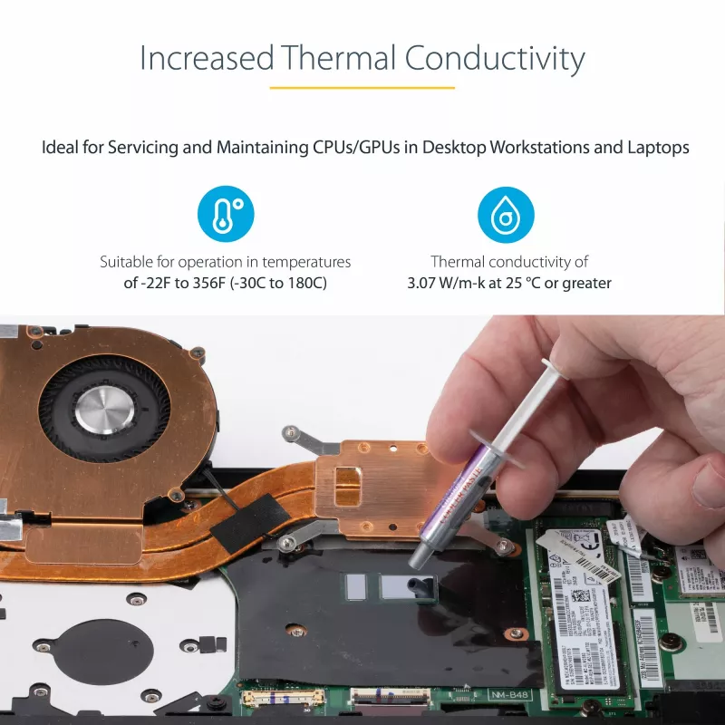 StarTech.com Pasta térmica, compuesto de óxido metálico, jeringa resellable (1,5 g), pasta térmica para disipador de CPU