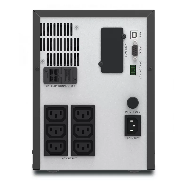 APC Easy UPS 1 Ph Line Interactive, 2000VA, torre, 230V, 6 salidas IEC C13, AVR, contacto libre de potencial, LCD, sin soporte para tarjeta de red