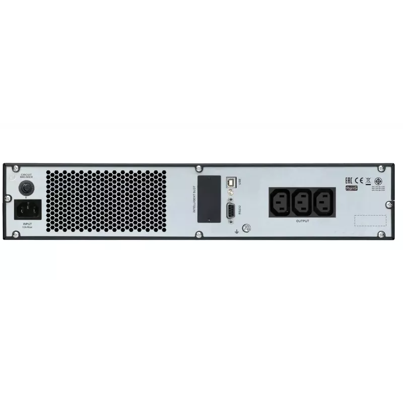 APC Easy UPS On-Line, 1000VA/800W, Rackmount 2U, 230V, 3 salidas IEC C13, ranura para tarjeta inteligente, LCD, sin kit de raíles