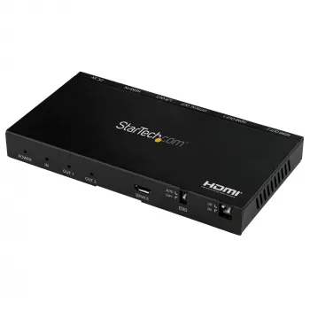 StarTech.com divisor HDMI de 2 puertos (1x2) – divisor de audio y vídeo HDMI 2.0 4K 60Hz UHD con escalador y extractor de audio (3,5 mm/SPDIF) – divisor HDMI dual (1 entrada 2 salidas) – copia EDID – TV/proyector