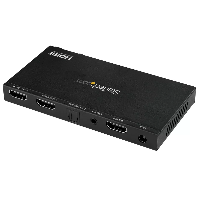 StarTech.com ST122HD20S splitter HDMI de 2 puertos (1x2), 4K 60Hz, HDMI 2.0, con escalador, HDCP 2.2, emulación EDID, sonido envolvente 7.1