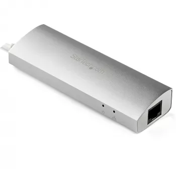 StarTech.com hub USB 3.0 portátil de 3 puertos con Gigabit Ethernet - cable integrado~hub USB 3.0 portátil de 3 puertos con Gigabit Ethernet - 5 Gbit/s - cable integrado