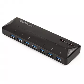 StarTech.com Hub USB 3.0 de 7 puertos más puertos de carga dedicados - 2 puertos de 2.4A~Hub USB 3.0 de 7 puertos (5Gbps) más puertos de carga dedicados - 2 puertos de 2.4A