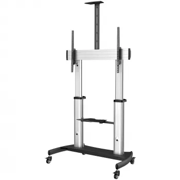 StarTech.com soporte móvil para TV – carro para TV de carga pesada para pantallas de 60–100 pulgadas (100 kg) – soporte de suelo rodante para pantalla plana con altura ajustable – soporte universal para TV con estantes