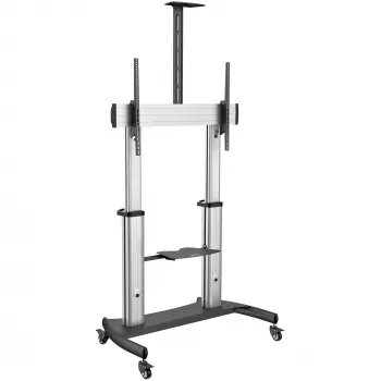 StarTech.com soporte móvil para TV – carro para TV de carga pesada para pantallas de 60–100 pulgadas (100 kg) – soporte de suelo rodante para pantalla plana con altura ajustable – soporte universal para TV con estantes