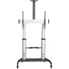 StarTech.com STNDMTV100 soporte de TV móvil, carro de TV para uso intensivo para pantallas de 60-100 pulgadas (100 kg / 220 lb), altura ajustable 1200-1700 mm, VESA de 200x200 a 1000x600, con estante, negro/plateado