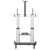 StarTech.com STNDMTV100 soporte de TV móvil, carro de TV para uso intensivo para pantallas de 60-100 pulgadas (100 kg / 220 lb), altura ajustable 1200-1700 mm, VESA de 200x200 a 1000x600, con estante, negro/plateado