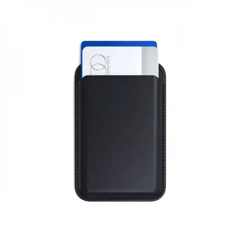 Funda para tarjetas Satechi ST-VLWK negra — piel vegana, 66×105×9,5 mm