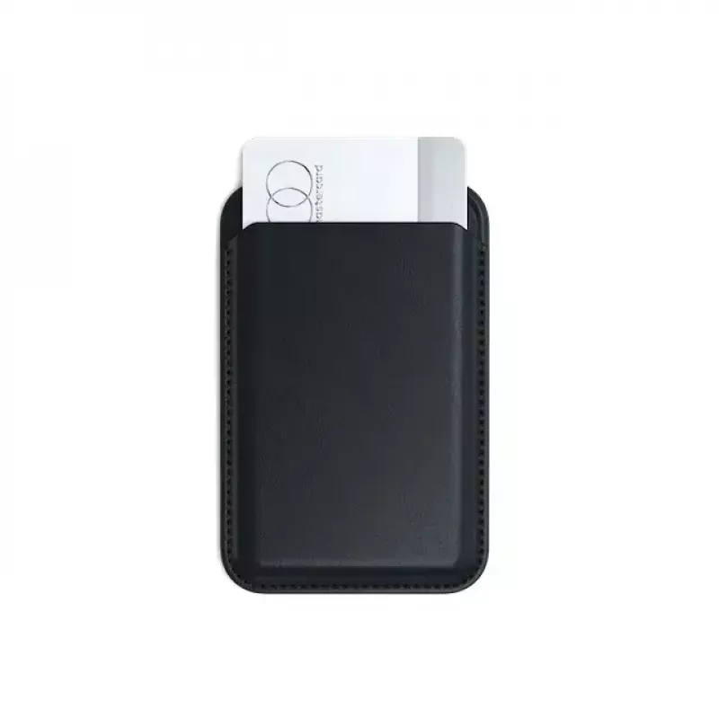 Funda para tarjetas Satechi ST-VLWK negra — piel vegana, 66×105×9,5 mm
