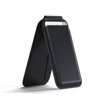 Funda para tarjetas Satechi ST-VLWK negra — piel vegana, 66×105×9,5 mm