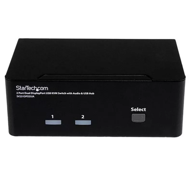 Conmutador KVM USB StarTech.com de 2 puertos Dual DisplayPort con audio y hub USB 2.0