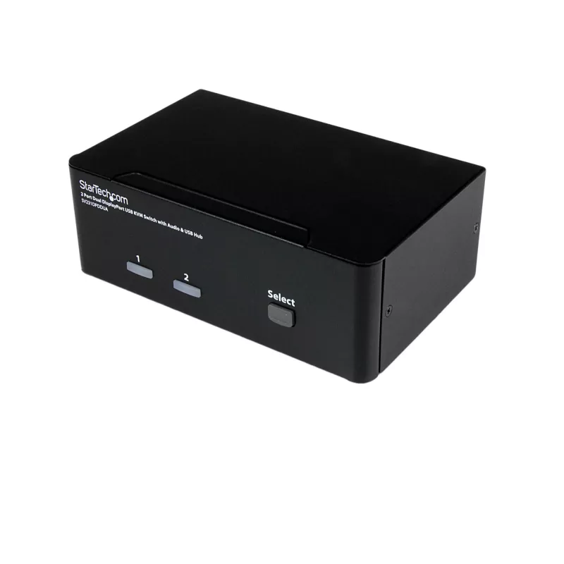 Conmutador KVM USB StarTech.com de 2 puertos Dual DisplayPort con audio y hub USB 2.0