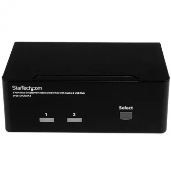 Conmutador KVM DisplayPort StarTech.com de 2 puertos para doble monitor – 4K 60Hz
