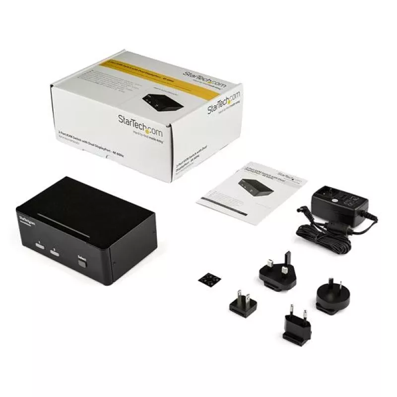 Conmutador KVM DisplayPort StarTech.com de 2 puertos para doble monitor – 4K 60Hz