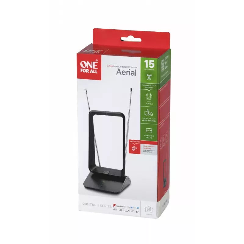 Antena de TV interior One For All SV9460-5G amplificada 5G negra