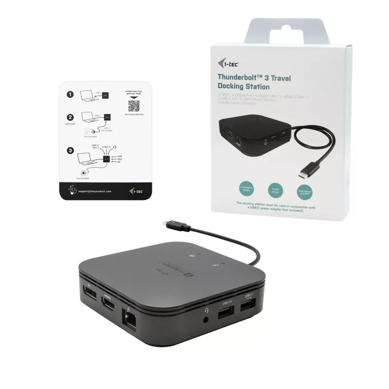 Dock de viaje i-tec Thunderbolt 3 doble pantalla 4K + Power Delivery 60W