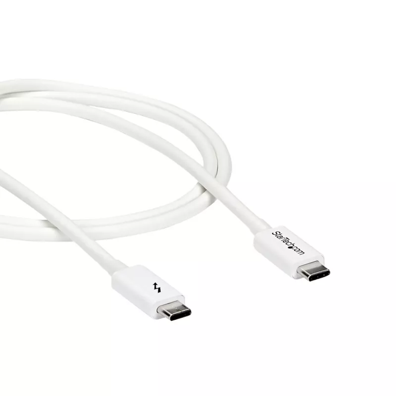 StarTech.com Cable Thunderbolt 3 – 20 Gbit/s – 1 m – Blanco – Compatible con Thunderbolt, USB y DisplayPort