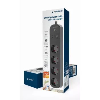 Regleta de enchufes Gembird TSL-PS-S4U-01 Smart 4 salidas AC