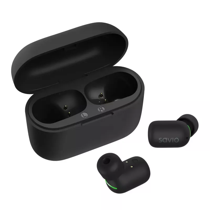 Savio TWS-09 auriculares intraurales True Wireless, Bluetooth 5.1, IPX5, micrófono integrado, 20–20000 Hz, negros