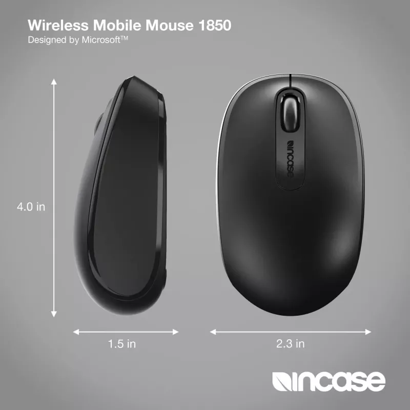 Incase Designed by Microsoft Wireless Mobile 1850 ratón de viaje ambidiestro RF Wireless Óptico