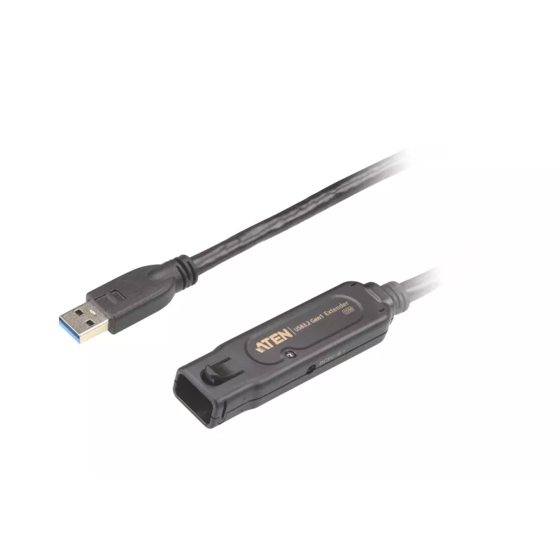 ATEN UE3315A cable alargador USB 3.2 Gen 1 activo, USB-A (macho) a USB-A (hembra) con bloqueo, 15 m, negro