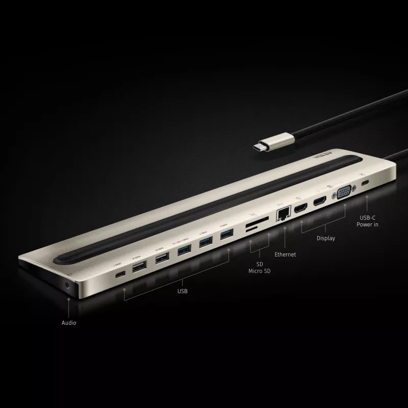 Dock multipuerto USB-C ATEN con Power Pass-Through