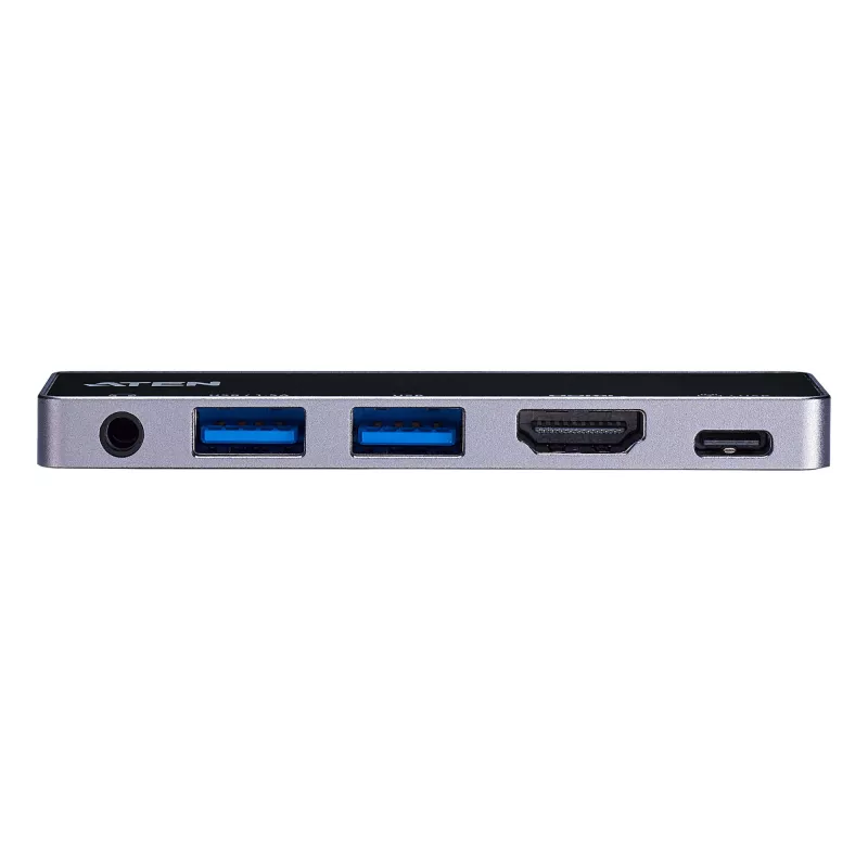 Dock de viaje USB-C ATEN con paso de corriente, Universal, USB Type-C, Negro, Plata