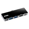 Dock de viaje USB-C ATEN con paso de corriente, Universal, USB Type-C, Negro, Plata