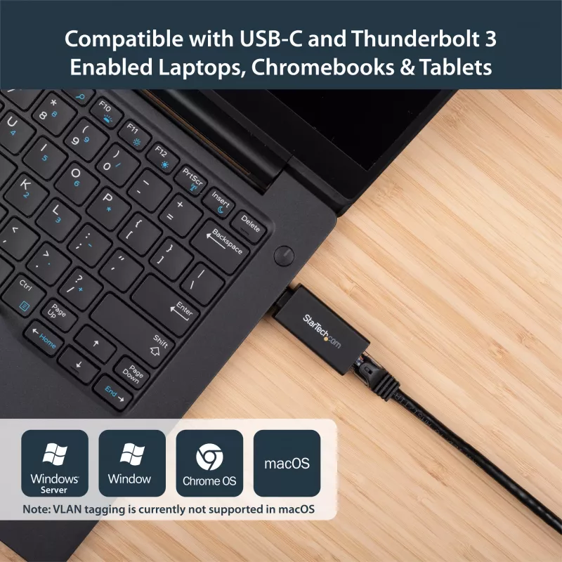 StarTech.com Adaptador USB C a Gigabit Ethernet – 1 Gbit/s NIC Adaptador de red USB 3.0/USB 3.1 tipo C – 1GbE USB-C a RJ45/LAN compatible con Thunderbolt 3 Windows MacBook Pro Chromebook